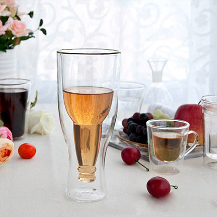 200ml High borosilicate durable transparent double wall glass beer steins mug
