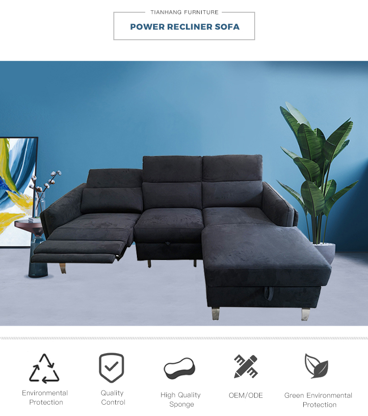Chinese factory Wholesale fabric functional sofa set Recliner corner sofa bed