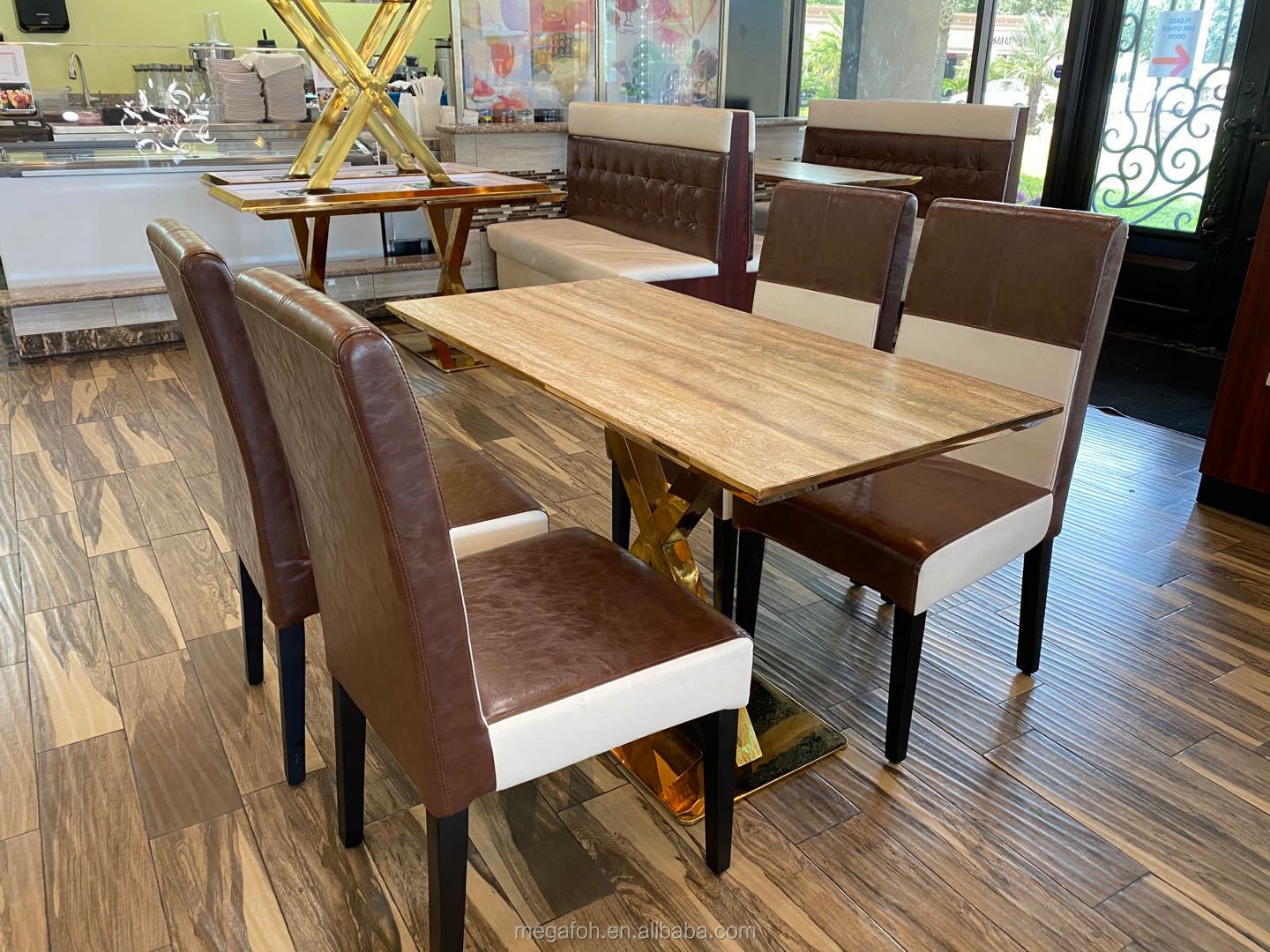 Colorful brick back small restaurant booth seating/restaurant furniture sofa booth