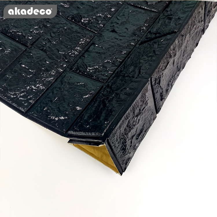 Best price classic black color home decoration peel and stick brick foam wallpaper 3d wall stickers