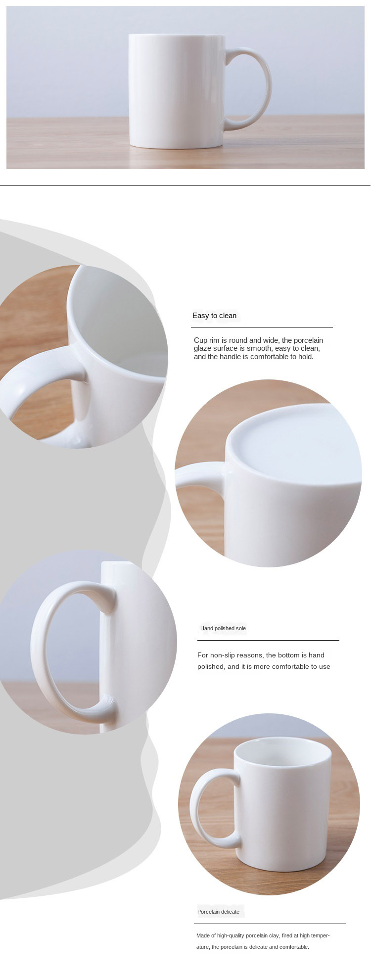 Popular High Quality 11oz White Blank Color Changing Ceramic Coffee Milk Water Mug Plain White Cup For Sublimation