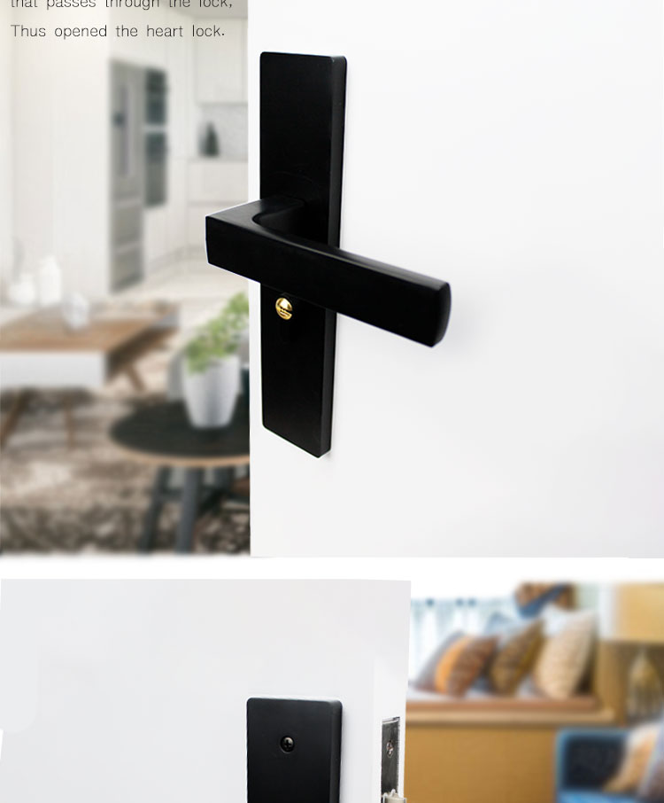 Factory Wholesale Mortise Door Lever  Black Handle On Plate