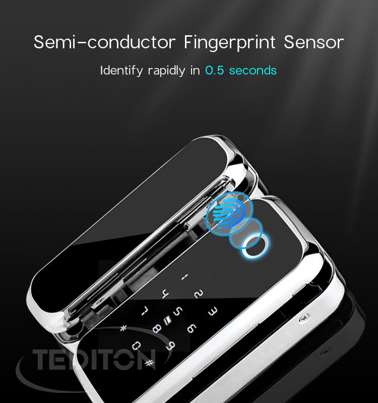 TTlock WiFi App Digital Electronic biometric Fingerprint glass door lock