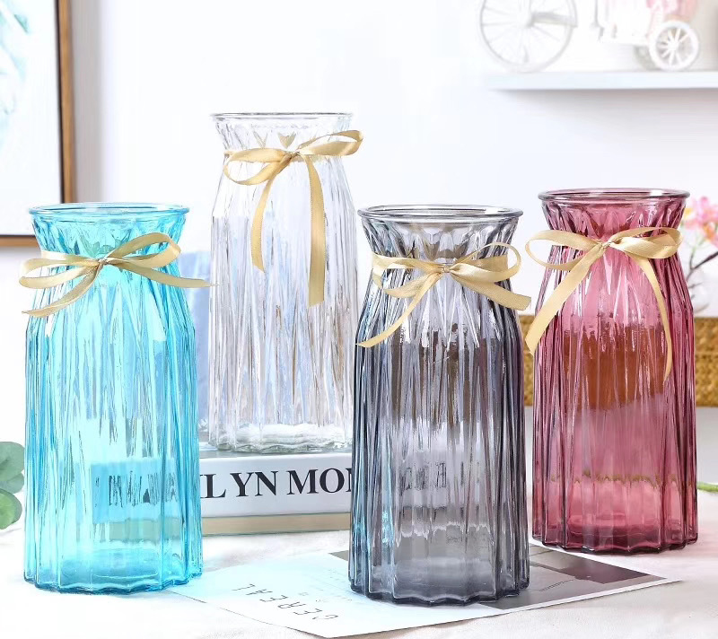 Creative Flower Decoration Glass Clear Bottle Shape Vase For Home