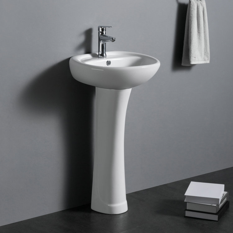 PB207 Wholesale customized logo porcelain pedestal bathroom basin for home