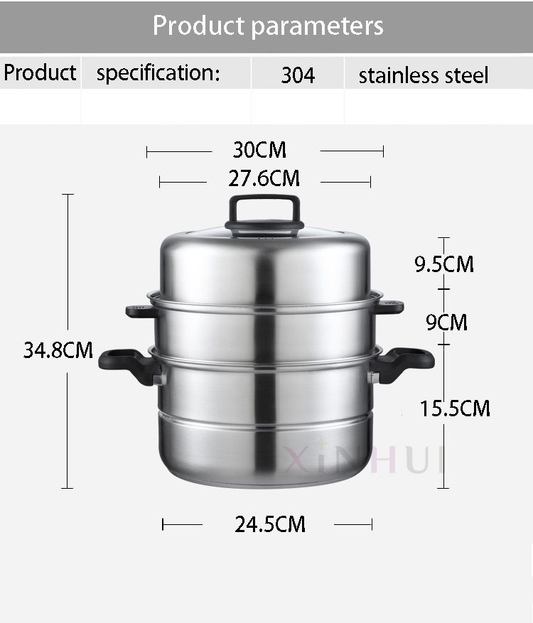 3 layers stainless steel  steamer pot and cookware pot with glass lid