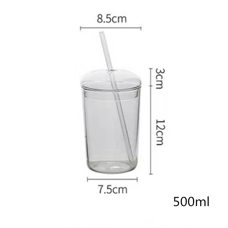 Heat Resistant Glass Drink Cup With Sucker Juice Cup High Borosilicate