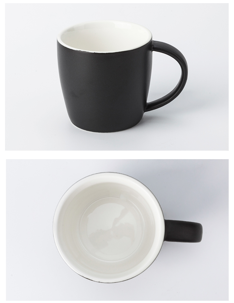 OEM Color Logo Porcelain Black Outside White Inside 300ml matt mug