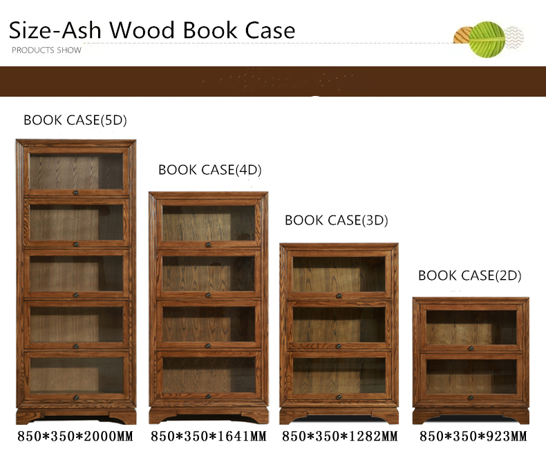 high quality solid wood household and office bookcase bookshelf with door