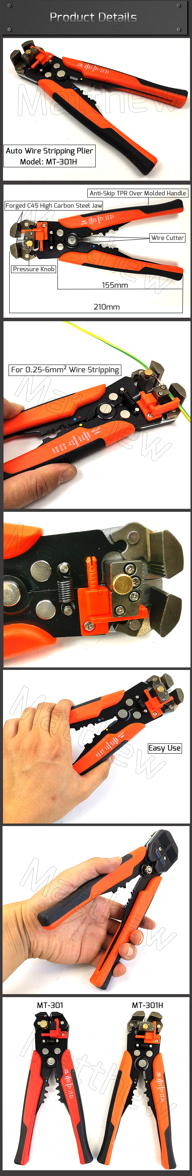 Automatic Adjustable Insulation Wire Stripper Cutter Crimper Plier with Forged Steel Jaw