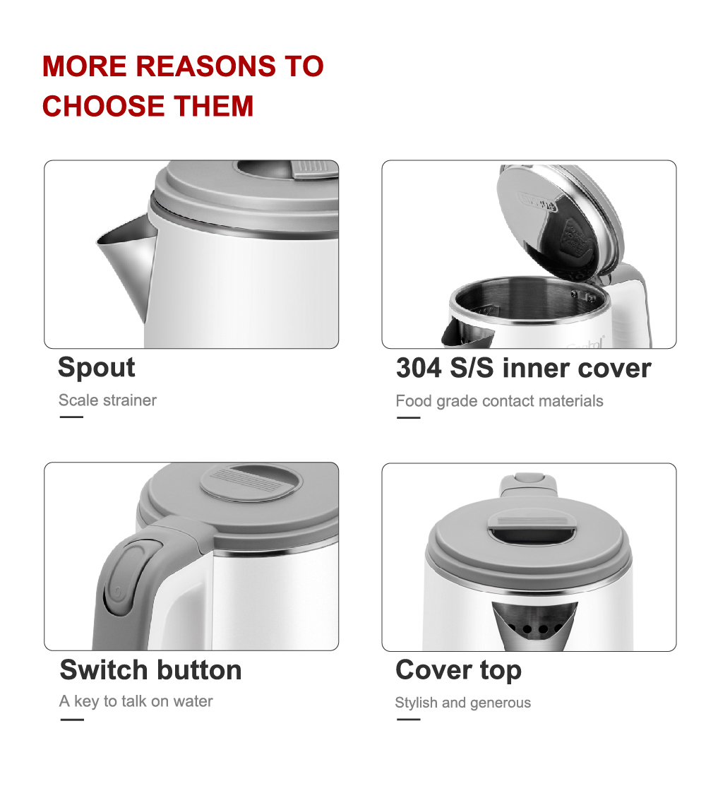 1.2 liter capacity double wall 201/304 stainless steel food grade novel design automatic cut off electric kettle mini