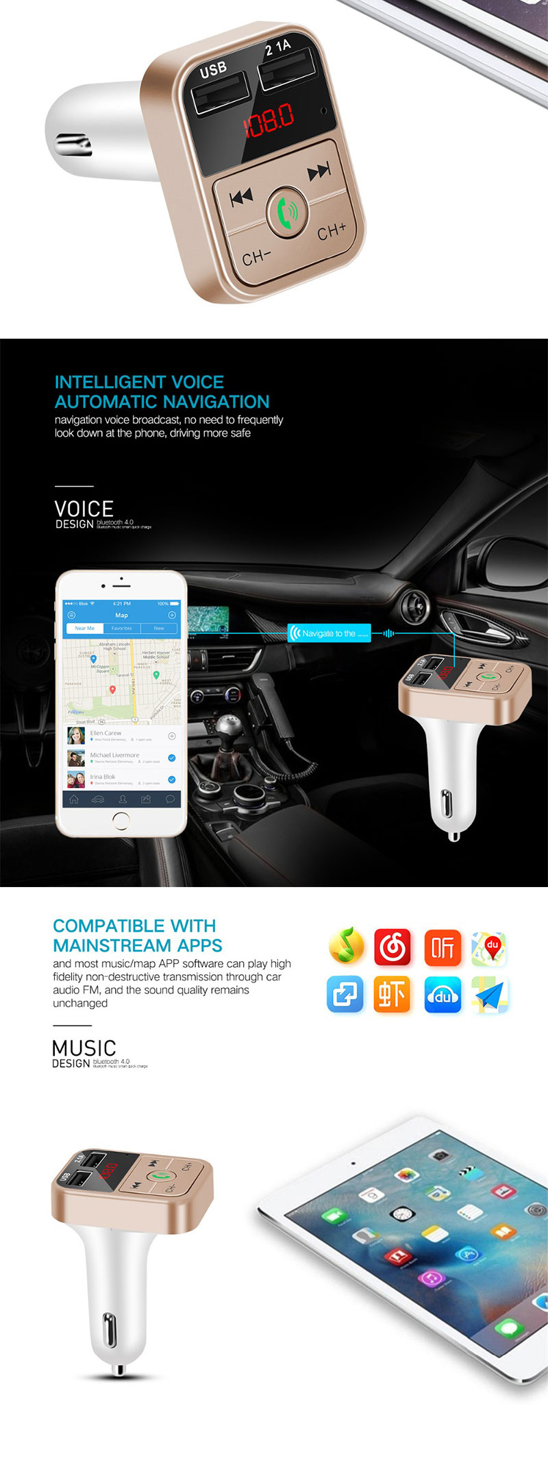 Eonline Auto Kit Freihändiger Drahtloser FM Transmitter LCD MP3 Player USB Ladegerät 5V 2,1 EIN Auto Zubehör Freisprecheinrichtung