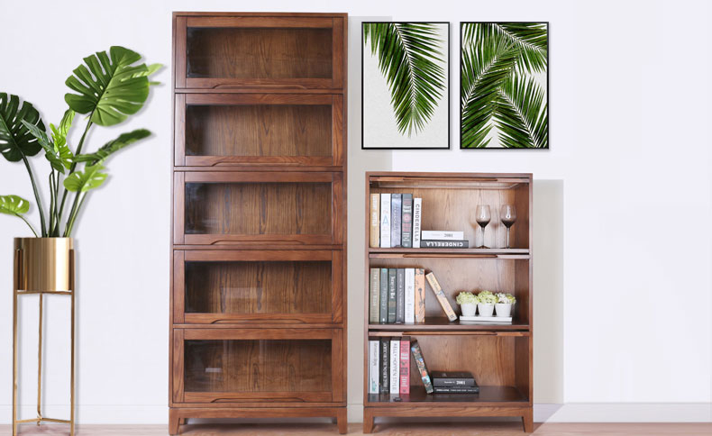 high quality solid wood for office and home bookcase bookshelf with door