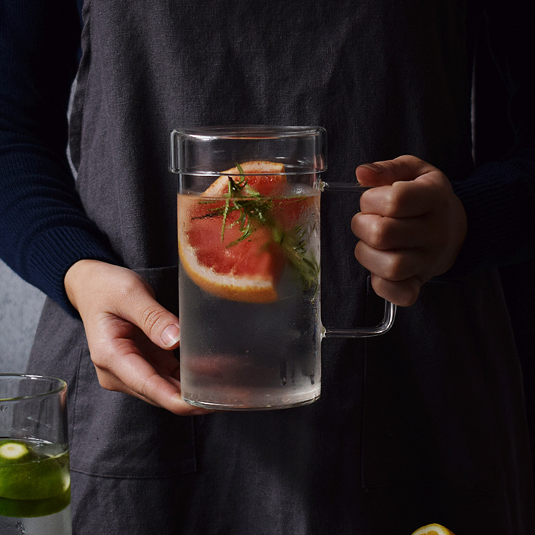 High-capacity Glass Tea Cup Coke Juice Cup With Handle High Borosilicate