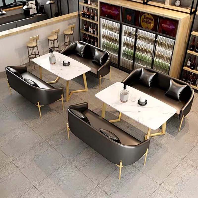 Hot Sale Nordic Modern coffee table sets  marble top metal steel legs fast food shop table and chairs for cafe shop
