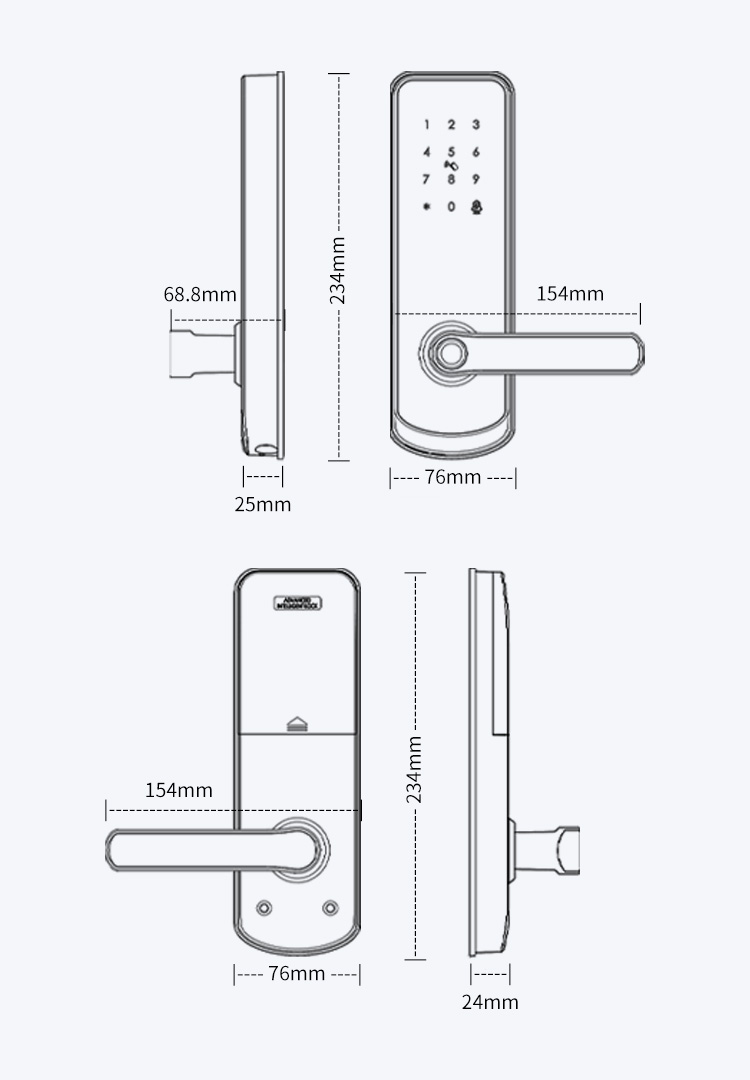 Tediton Keyless Smart Fingerprint Password System Digital Door Lock by Ttlock APP