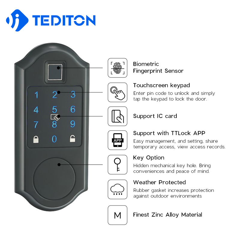 TT lock app air bnb  electronic lock mini Smart Biometric deadbolt Gate fingerprint password lock