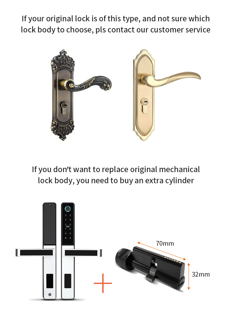 Modern Luxury Aluminum Glass Mortise Lever Door Handle Lock by App Fingerprint Code Card