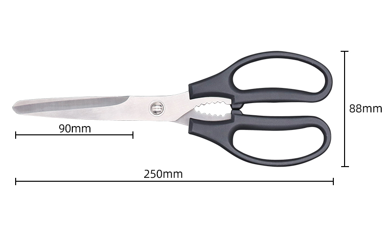 household 10 inch food cut scissors gray with walnut clamp multi-function barbecue kitchen scissors