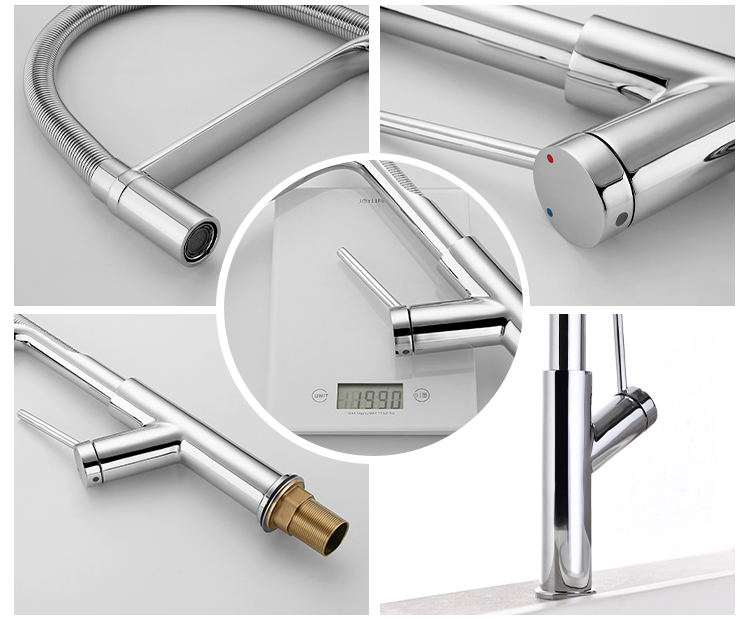 High Quality Deck Mounted Taps Simple Modenrn Single Handle Water Mixer Pull Out Silicone Chrome Kitchen Faucet