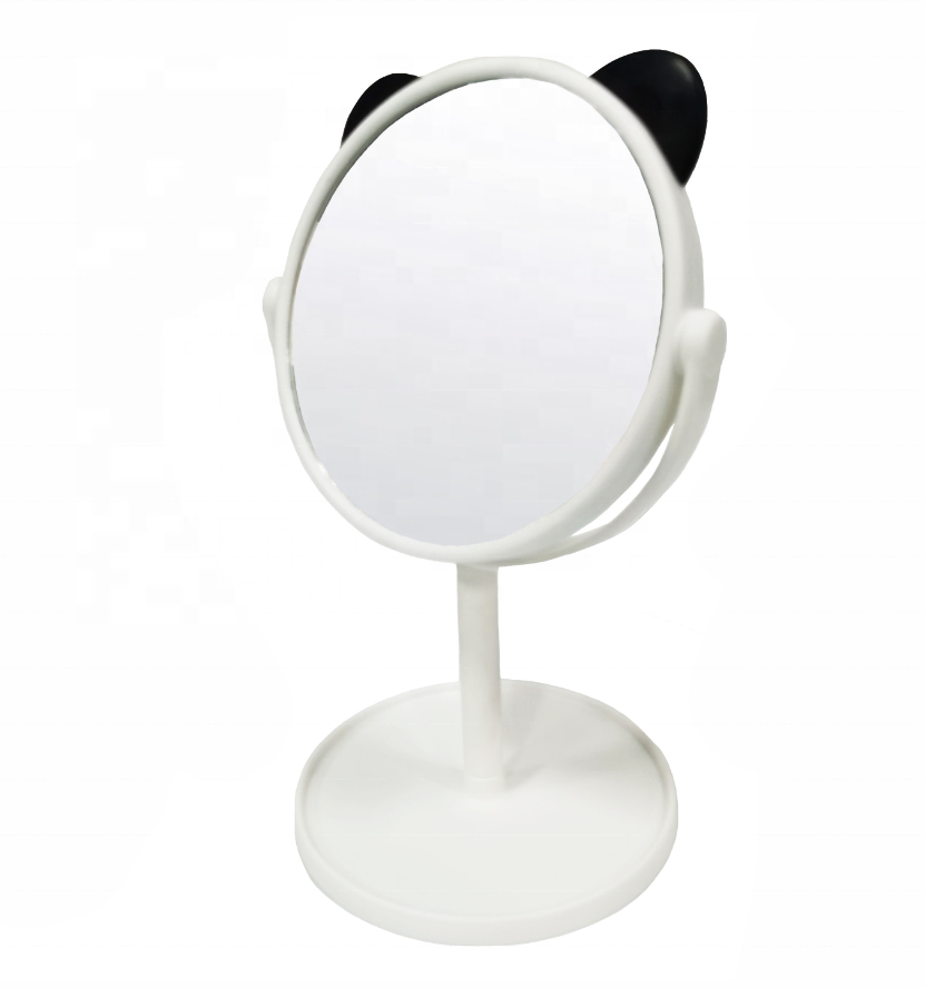 Vanity Makeup Mirror With Panda Ear Foldable Double-Sided Cosmetic Standing Table Mirror