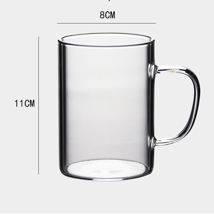 Classical Clear Drinking Glass Cup Tea Cup With Handle Heat Resistant