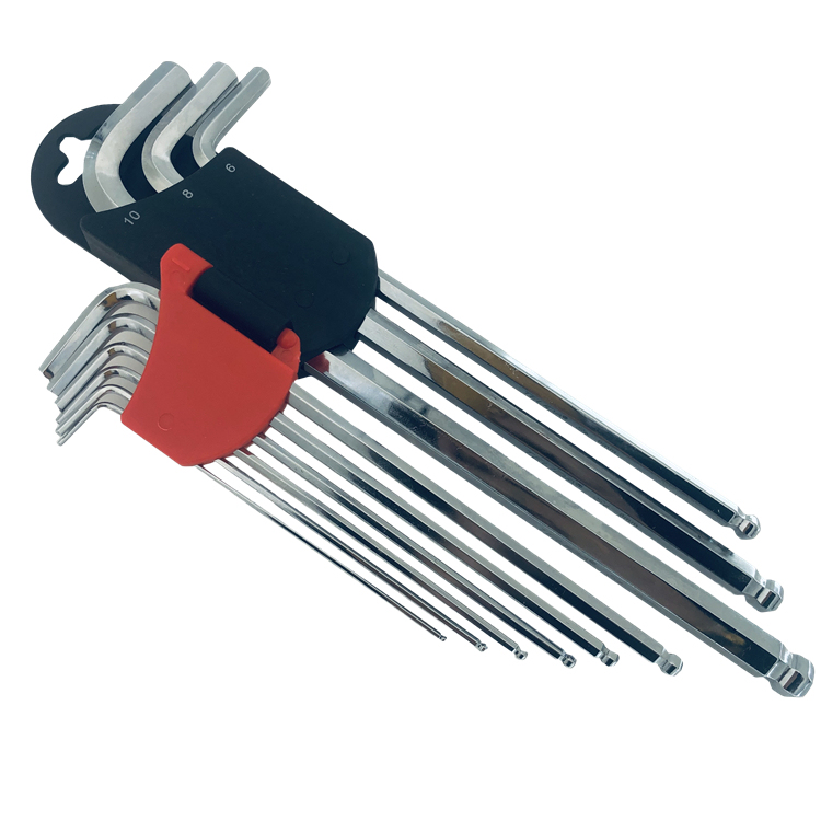 9 Pcs Mirror Polished Ball-Point Sliver Color Hex Allen Key Wrenches Set