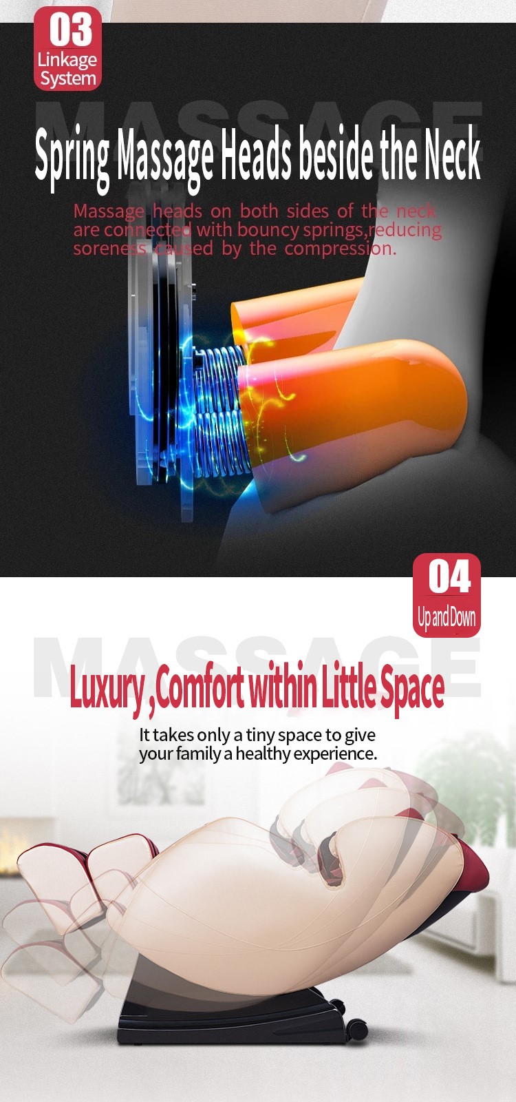 Best 3D massage chair zero gravity finger pressure kneading luxury office massage chair