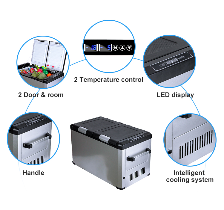 a mini cold drink double door compact refrigerator,solar home appliances cooling compressor table top led light deep freezer