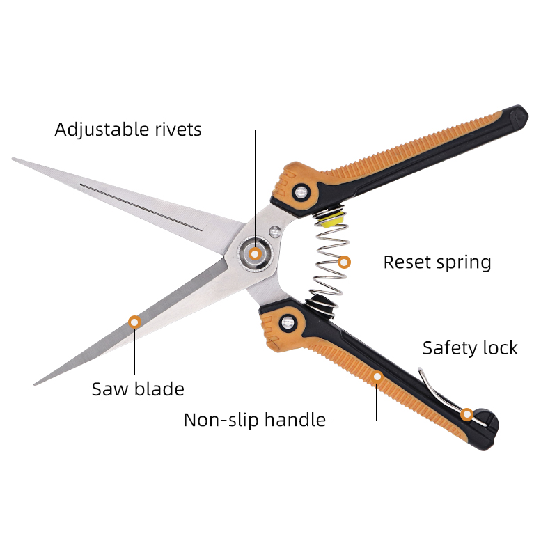 stainless steel shears flower bonsai pruning long head trimming scissors curved garden grape scissors