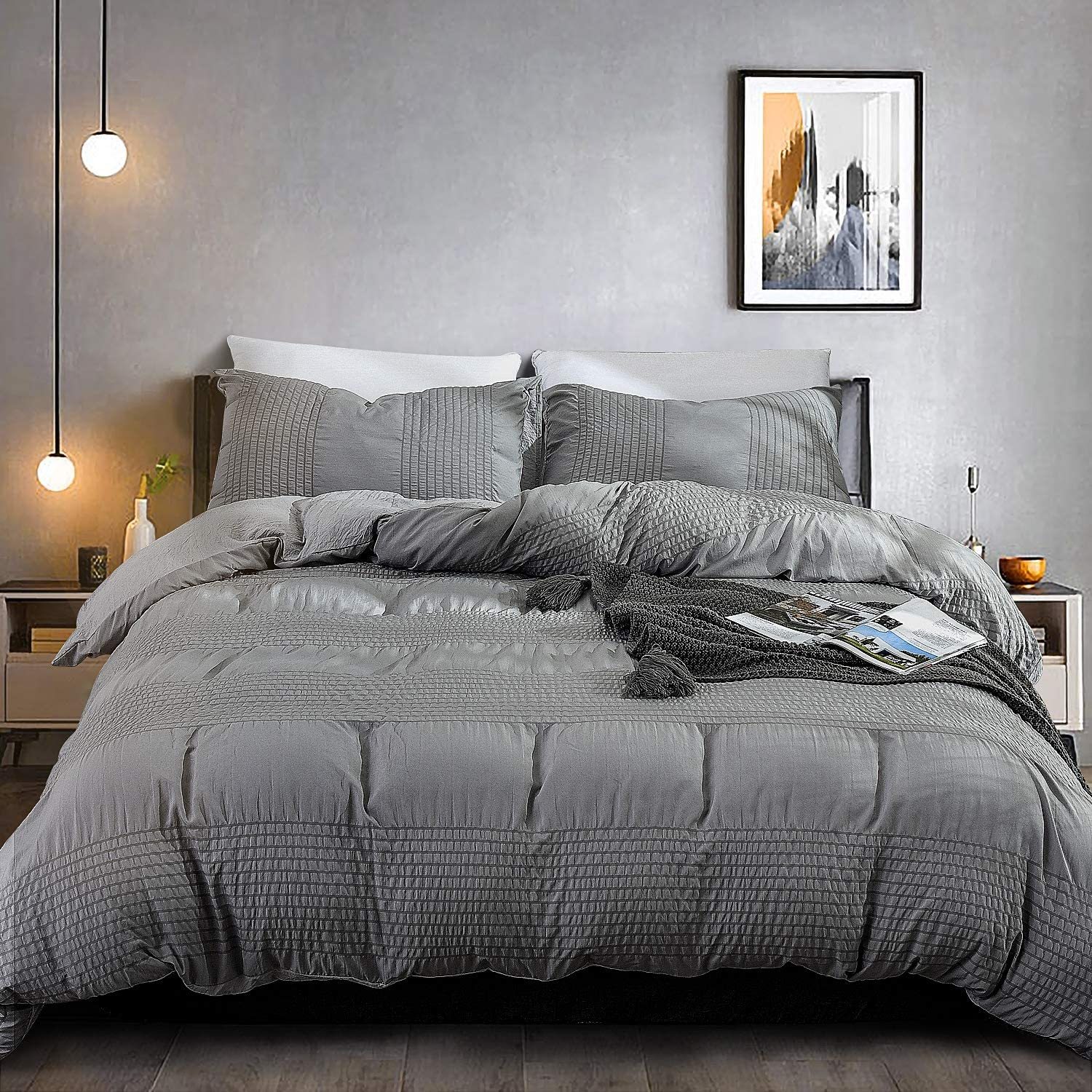 High Quality Seersucker 100% Polyester Microfiber Duvets Bed Sheets Bedding Dots Duvet Cover