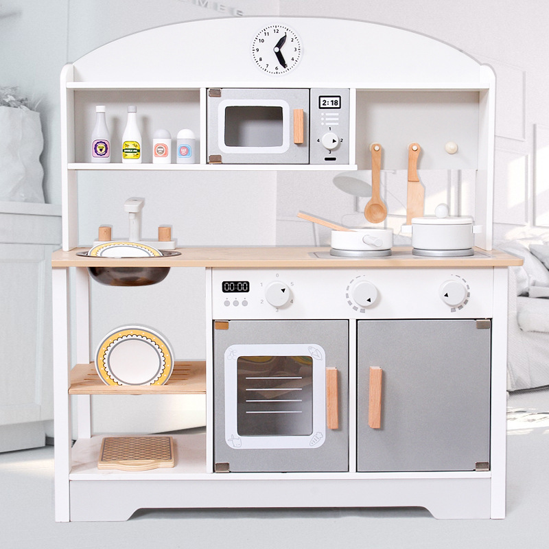 Kidzabi Wooden Kitchen Playset Toy White For Girls - W10C573