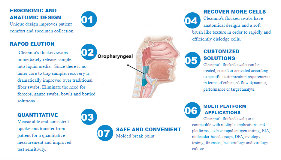 Nasopharyngeal Cervicale Mondelinge Steriele Bijeengekomen Neus de Zwabber Nylon Vervoer van de keelneus 8