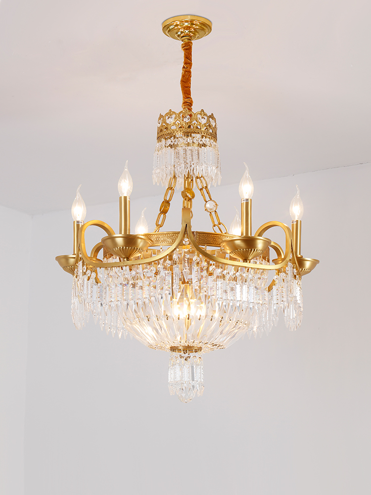 Living room copper chandeliers gold color with K9 crystal copper ceiling chandelier for decoration