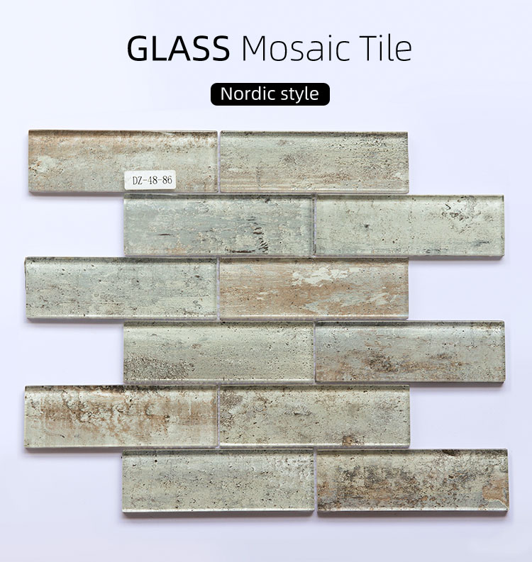30*30CM Strip Type Restaurant Wall Decoration Mosaic Glass Tile