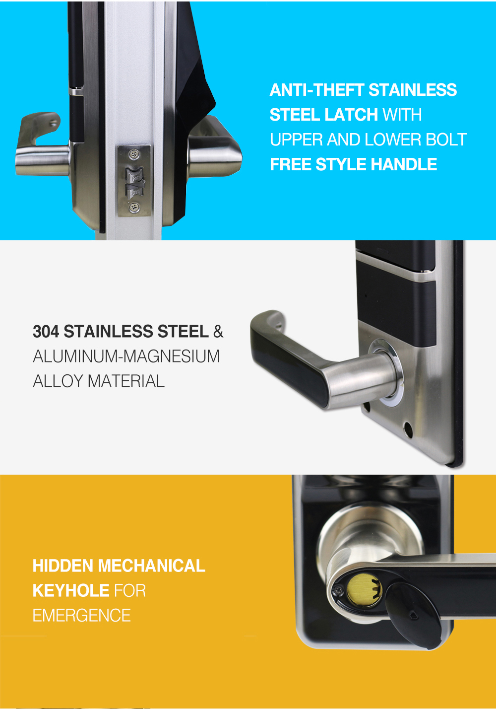 Tediton Outdoor Biometric Fingerprint Smart Digital Door Lock with Face recognition