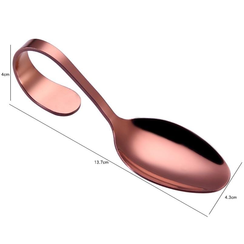 Colorful Rose Gold Stainless Steel Curved Handle Spoon Serving Buffet Salad Flatware Set