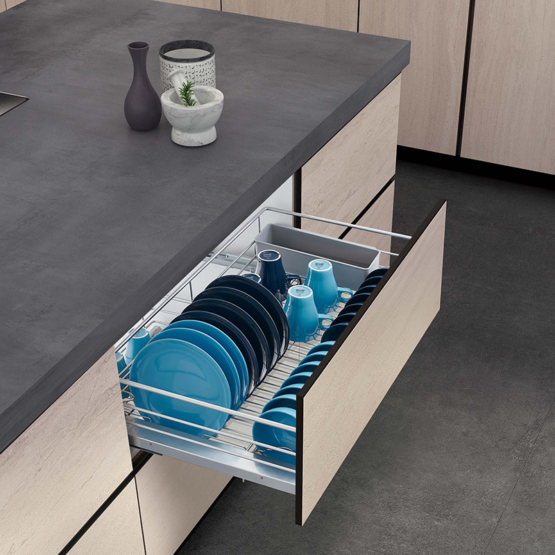 Kitchen cabinet drawer wire sliding dish drying rack shelf drainer basket
