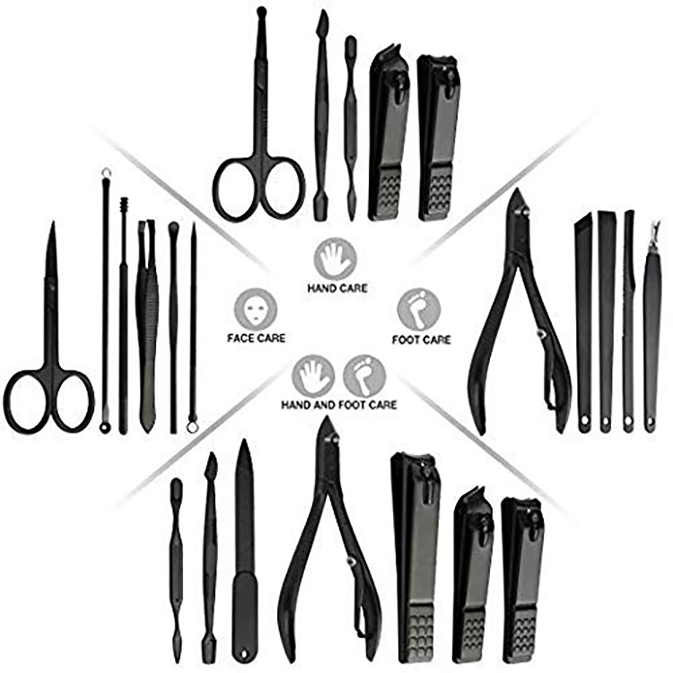 Stainless Steel Nail Clipper Cutter Trimmer Ear Pick Custom Name Manicure Clipper Set 18 pcs Manicure Tool Pedicure Kit