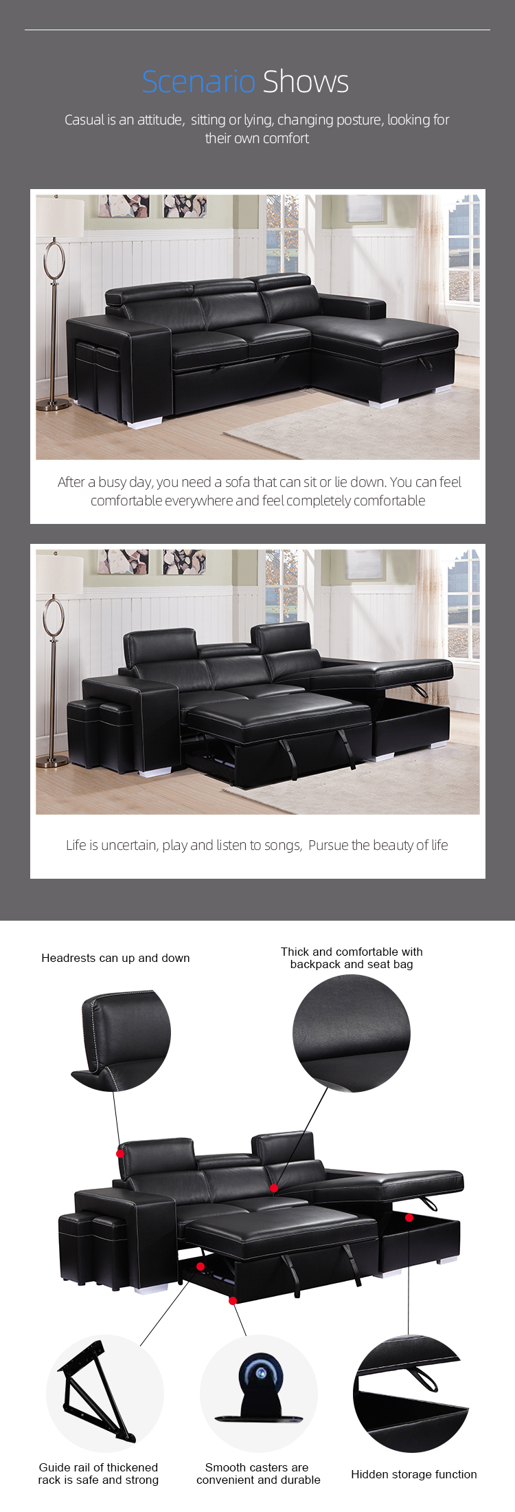 European living room furniture sofa set Modern Leather sofa sectional