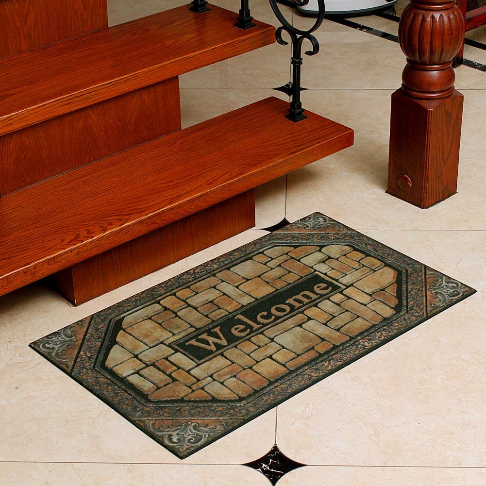 Outdoor Welcome Mats for Front Door Entrance Non Slip Rubber Door Mat Heavy Duty Doormat Shoes Scraper Indoor Low-Profile Mats f