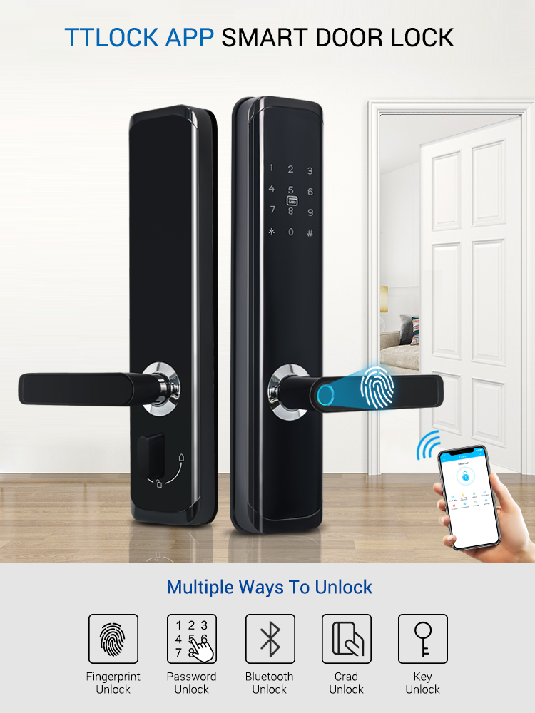 Tediton Smart Life Keyless Digital Electronic Biometric Fingerprint WiFi Tuya APP Smart Door Lock