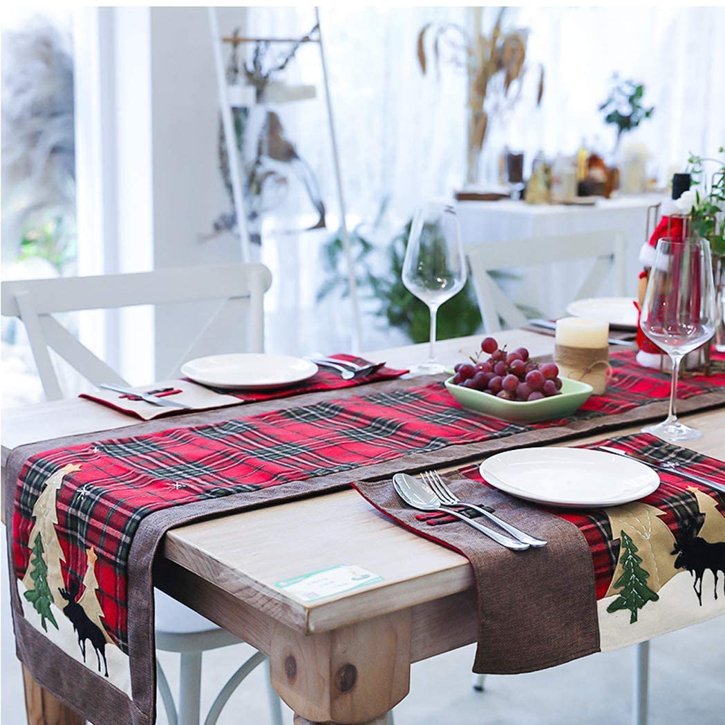 Wholesale  embroidered table runner christmas in red