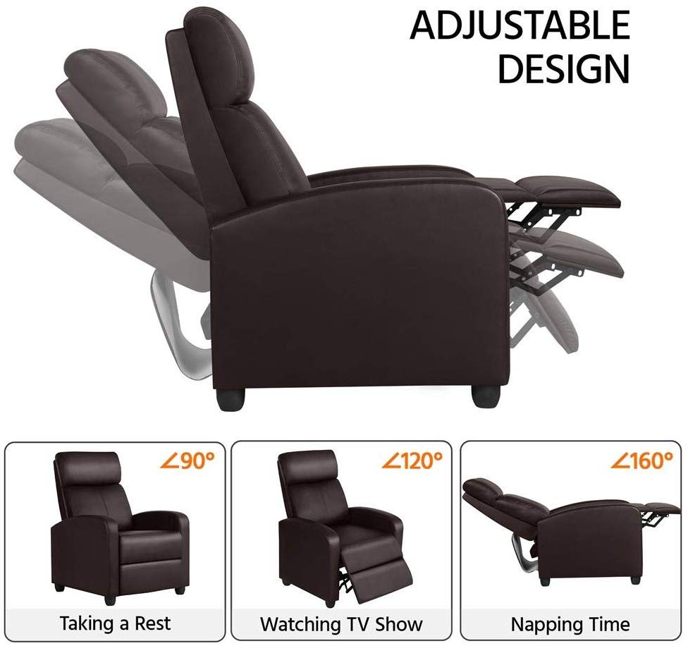 Black Leather Push Back Reclining Chair, High Quality Reclining Chair Best Selling Leather Recliner Club Chair