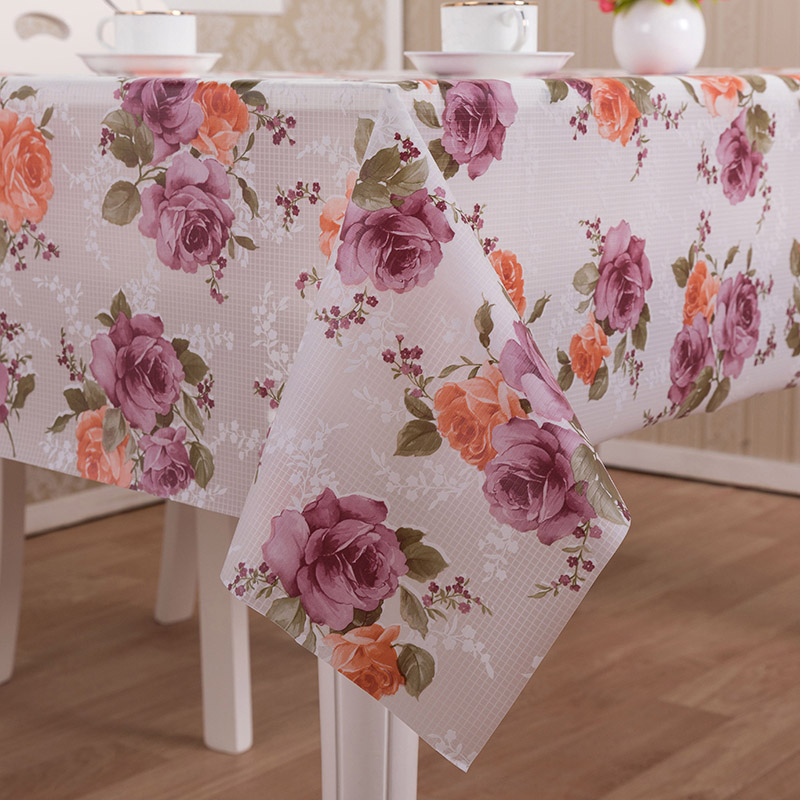 Restaurant Floral Embroidered PEVA Luxury Tablecloth for Wedding Events