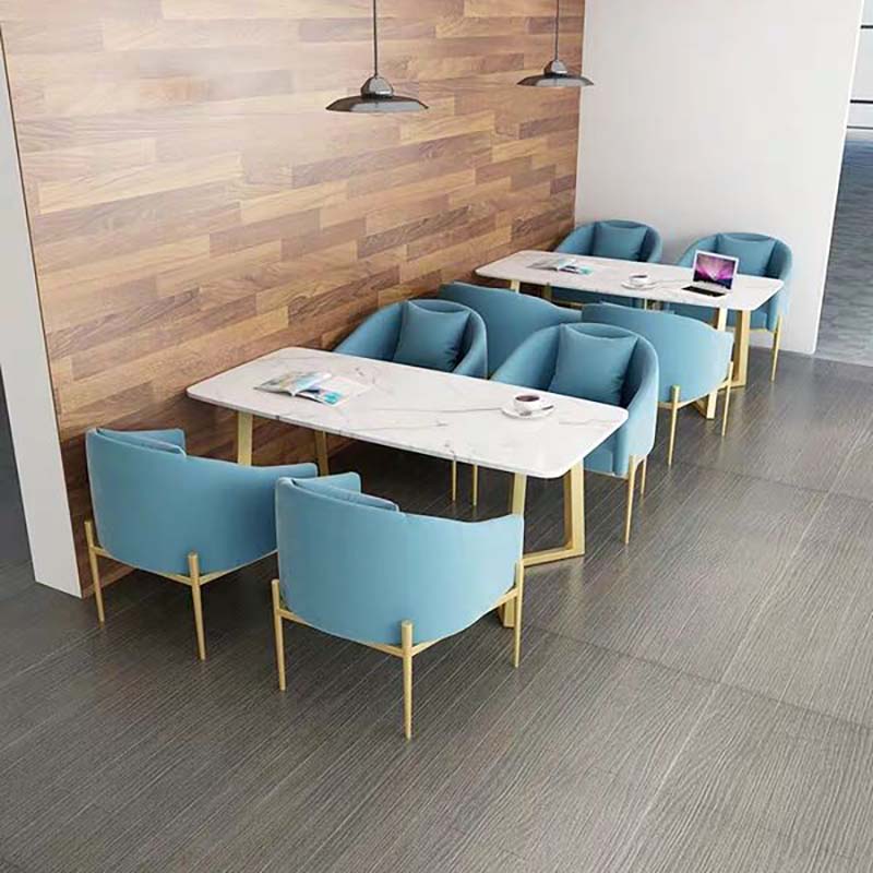 Hot Sale Nordic Modern coffee table sets  marble top metal steel legs fast food shop table and chairs for cafe shop