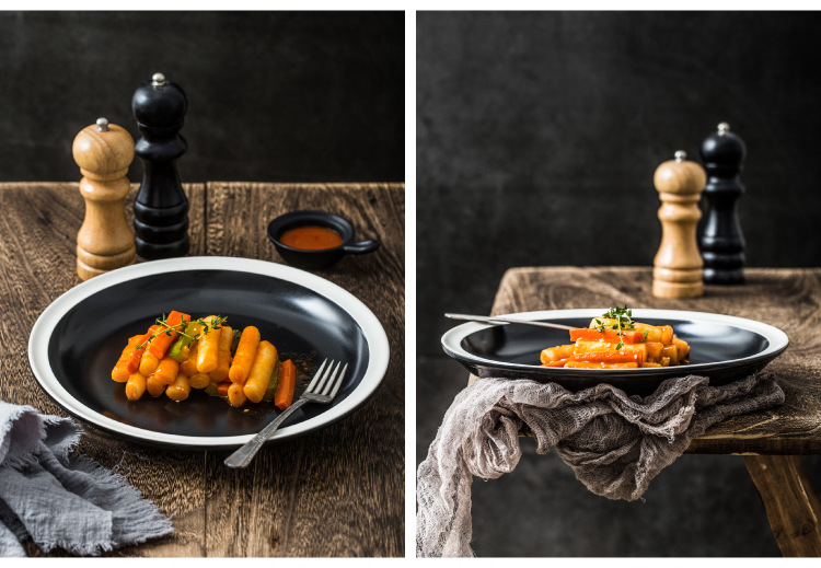 New Design Matte Black Hand Painted Stoneware Tableware Sets Wholesale Ceramic Dinnerware For Home