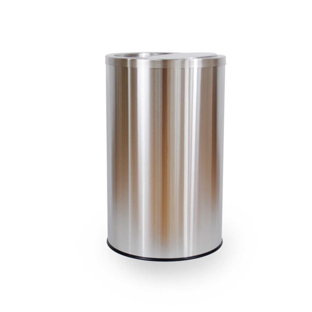 Round metal hotel swing lid trash bin stainless steel
