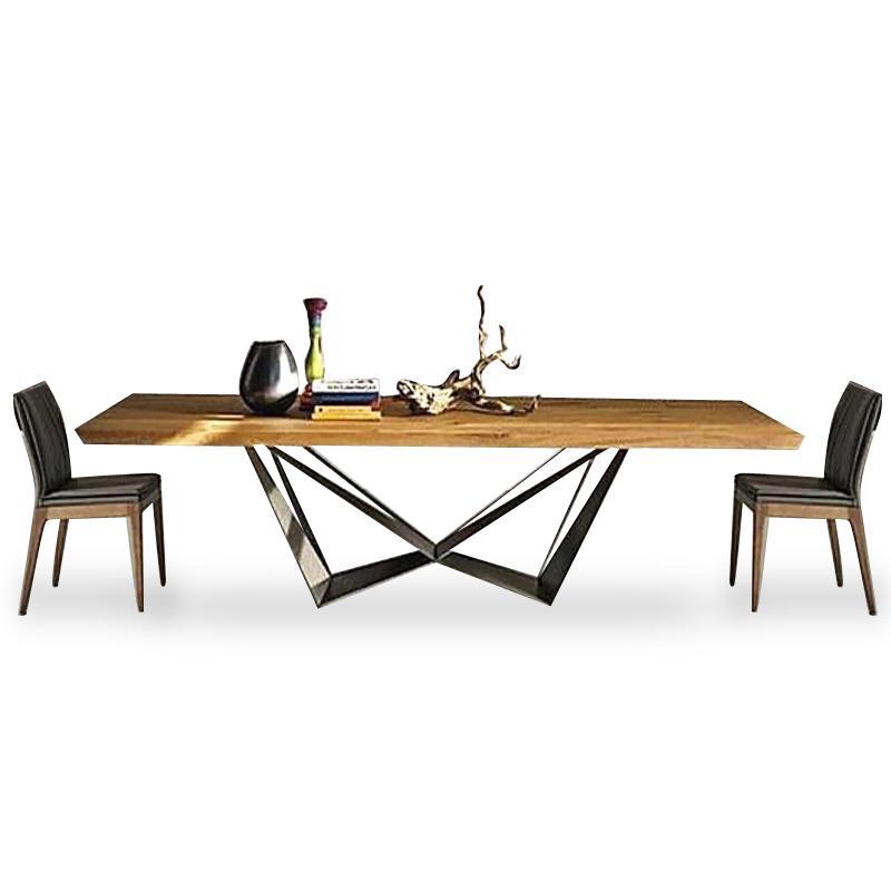 wooden dining table Vintage Commercial Restaurant Furniture Table wood top metal steel legs home kitchen office long Table