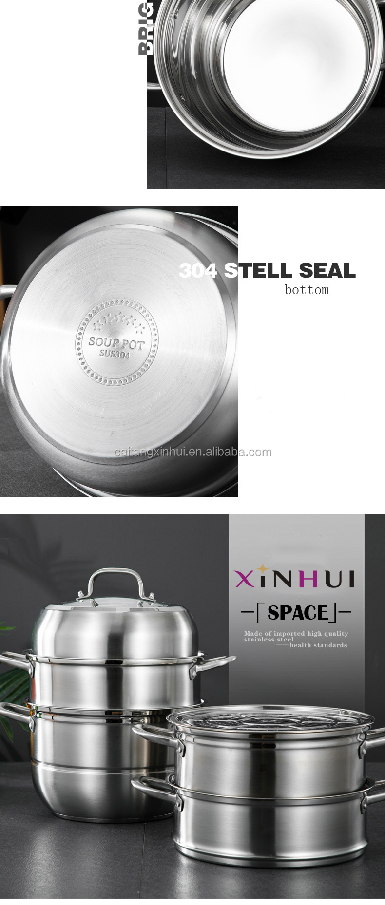 Multi cooker stainless steel pyrex glass steamer pot food steamer induction